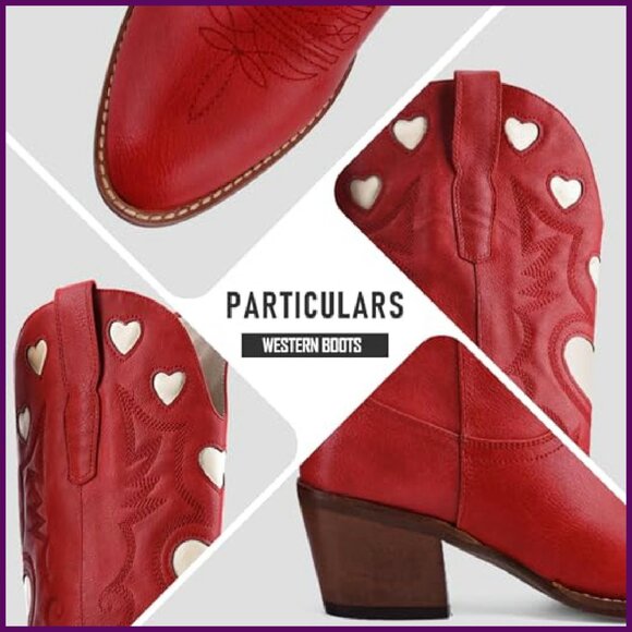 Women's Knee High Cowboy Boots Wide Calf Round Toe Chunky Heel Embroidered - Picture 6 of 8